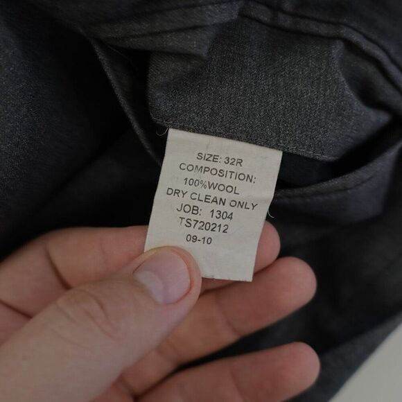 Jos A Bank Signature Wool Gray Dress Pants 34/36 Mid Rise Flat Front Lined Parti - Picture 7 of 7